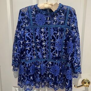 Anthropologie “HD in Paris” lined lace blouse with 3/4 sleeves NWT